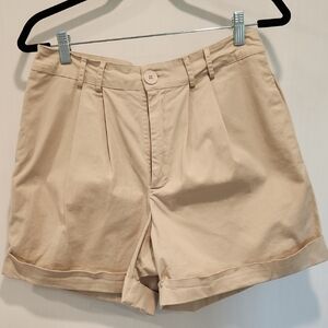 Primark Women's Beige Pleated Shorts, Sz 10